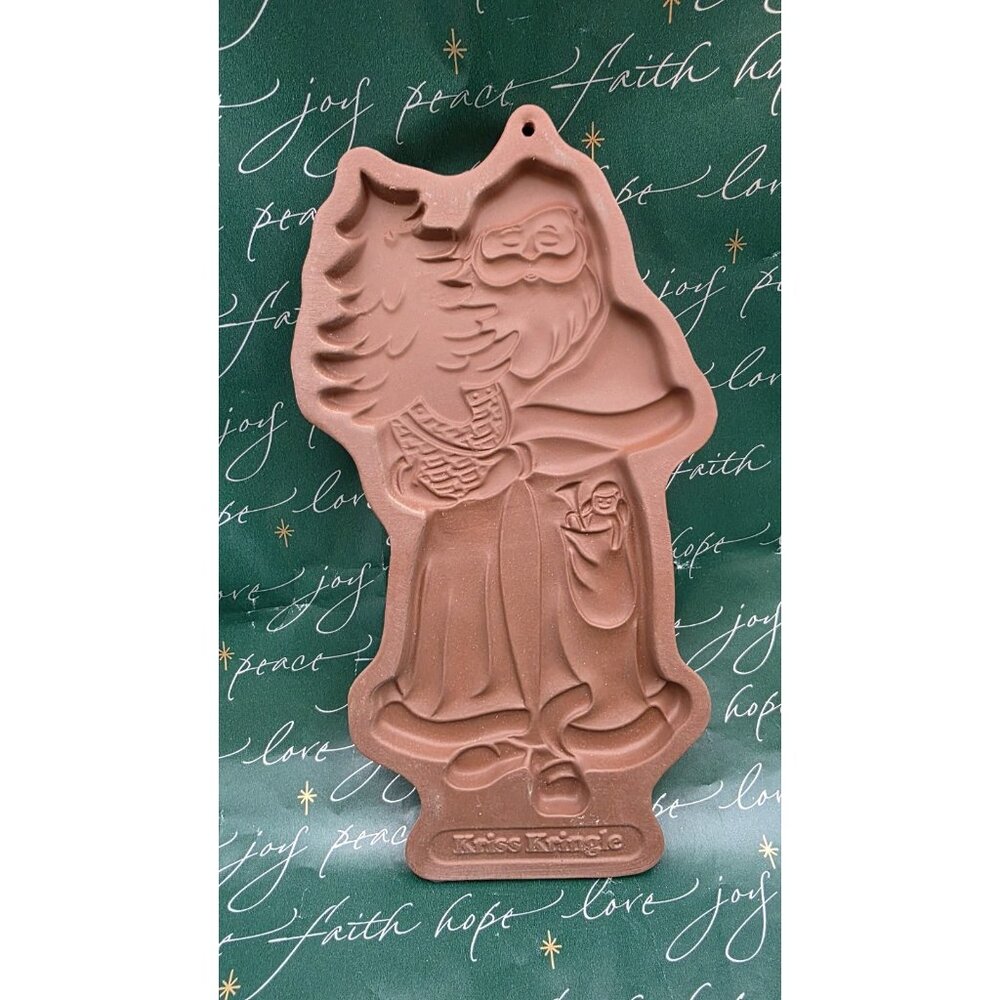 Longaberger Cookie Mold Kriss Kringle Santa Claus Ornament NOS Christmas Box VTG